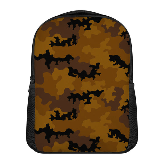 Dark Brown Camouflage Print Casual Backpack