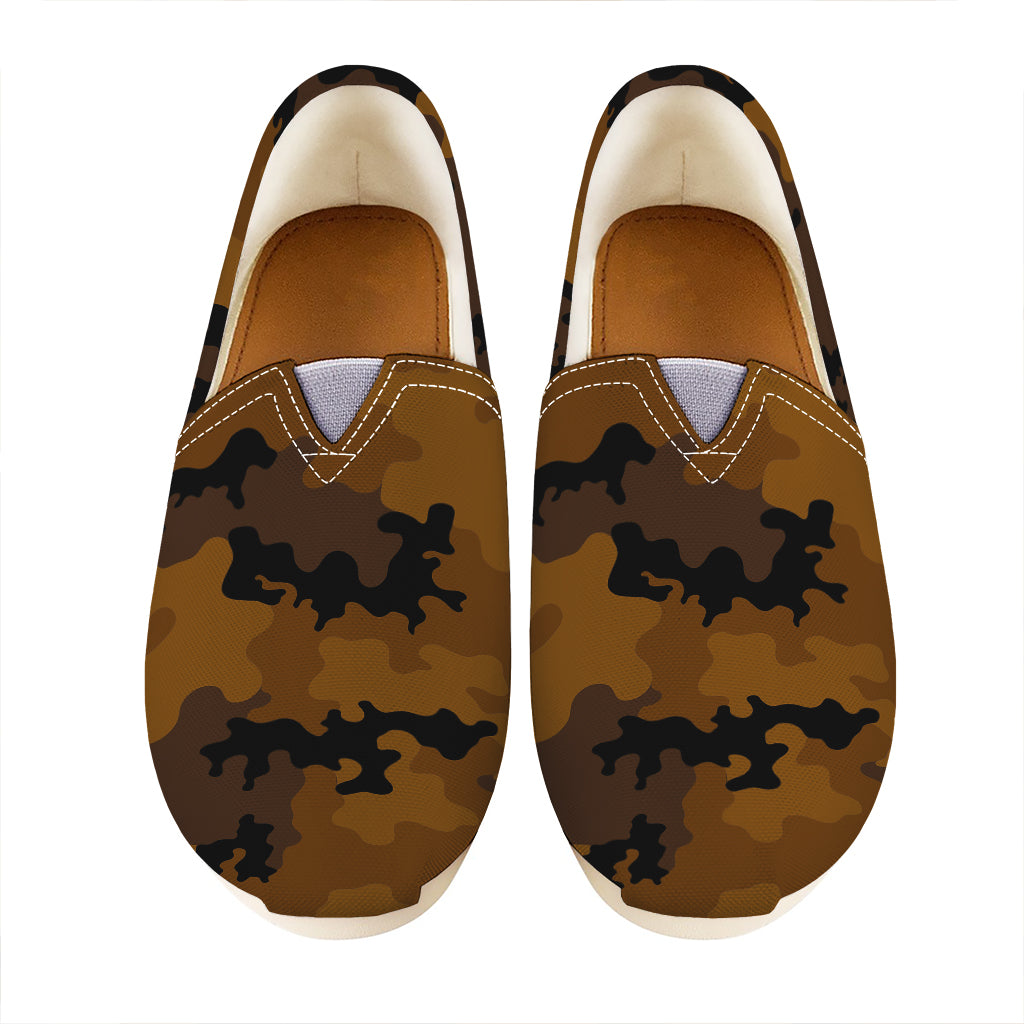 Dark Brown Camouflage Print Casual Shoes