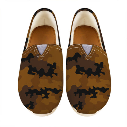 Dark Brown Camouflage Print Casual Shoes