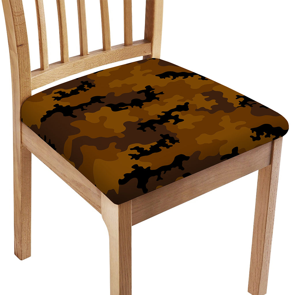Dark Brown Camouflage Print Chair Cushion Cover
