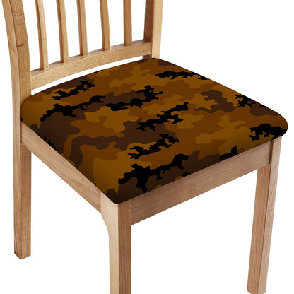 Dark Brown Camouflage Print Chair Cushion Cover