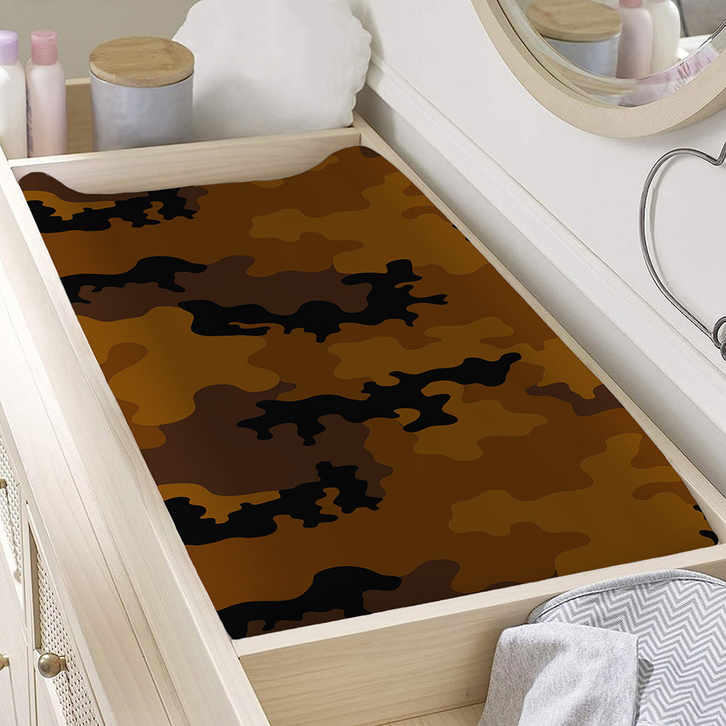 Dark Brown Camouflage Print Changing Pad Cover