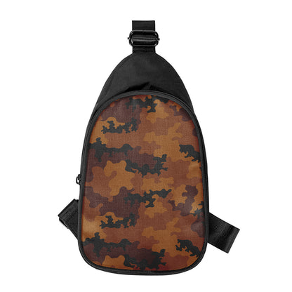 Dark Brown Camouflage Print Chest Bag