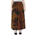 Dark Brown Camouflage Print Chiffon Maxi Skirt