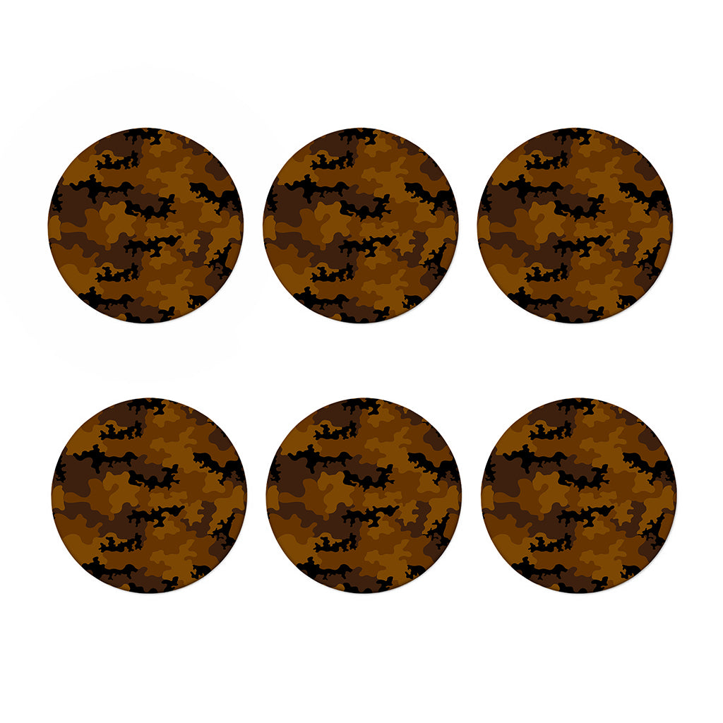 Dark Brown Camouflage Print Coaster Set