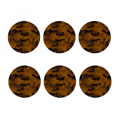 Dark Brown Camouflage Print Coaster Set