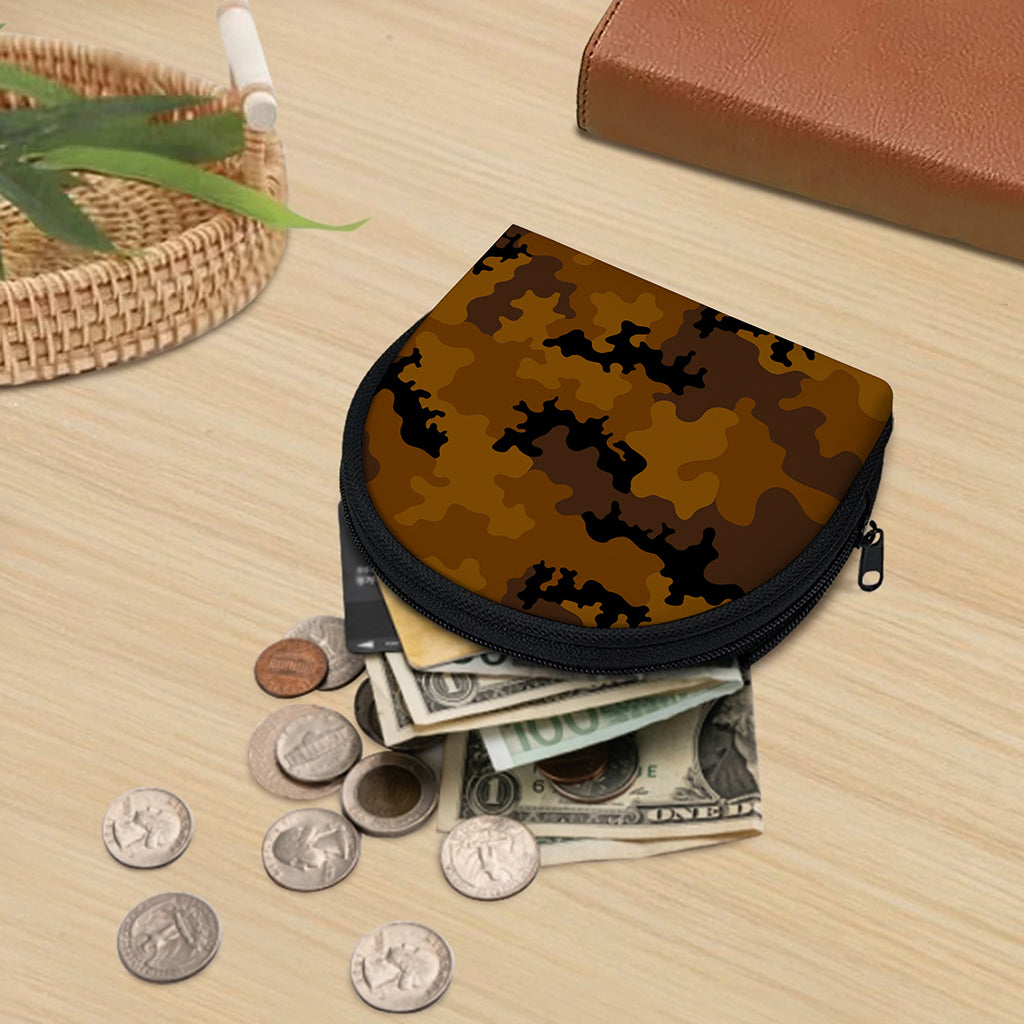 Dark Brown Camouflage Print Coin Purse