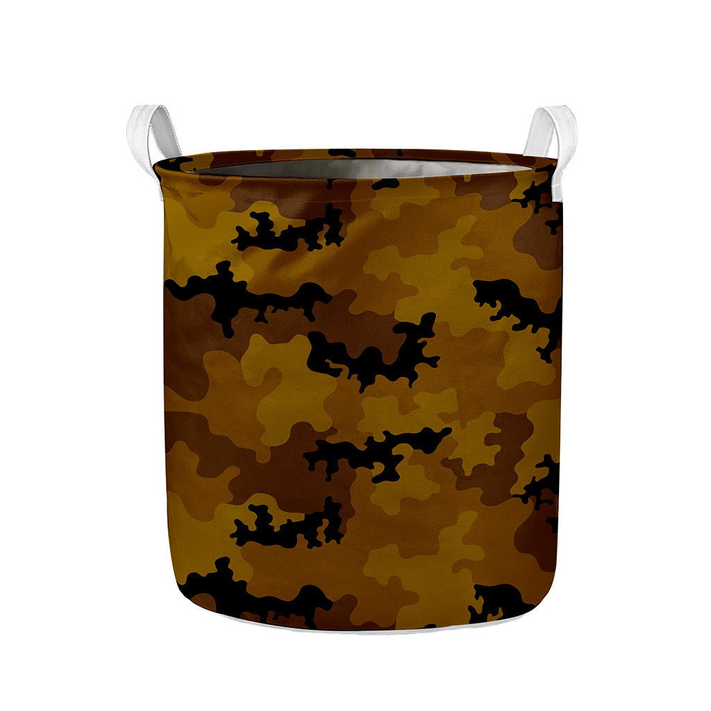 Dark Brown Camouflage Print Collapsible Laundry Basket