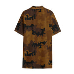 Dark Brown Camouflage Print Cotton Hawaiian Shirt