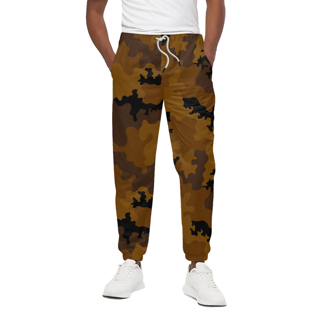 Dark Brown Camouflage Print Cotton Pants