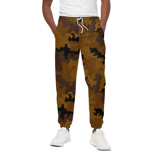 Dark Brown Camouflage Print Cotton Pants