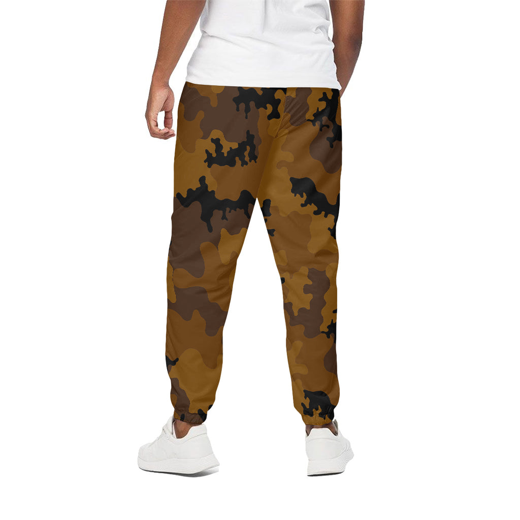 Dark Brown Camouflage Print Cotton Pants