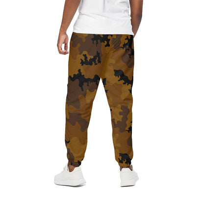 Dark Brown Camouflage Print Cotton Pants