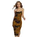 Dark Brown Camouflage Print Cross Back Cami Dress