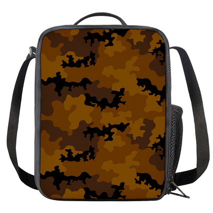 Dark Brown Camouflage Print Crossbody Lunch Bag