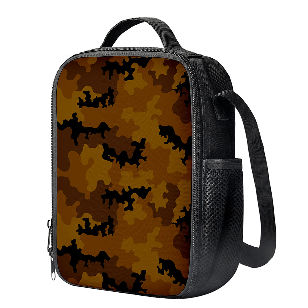 Dark Brown Camouflage Print Crossbody Lunch Bag