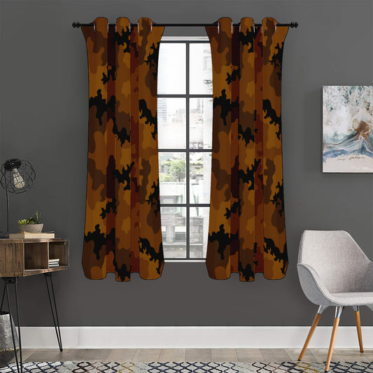 Dark Brown Camouflage Print Curtain