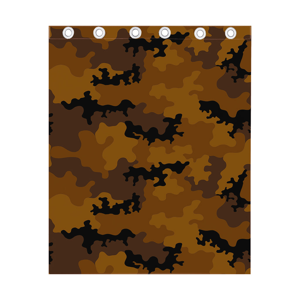 Dark Brown Camouflage Print Curtain