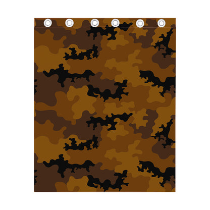 Dark Brown Camouflage Print Curtain