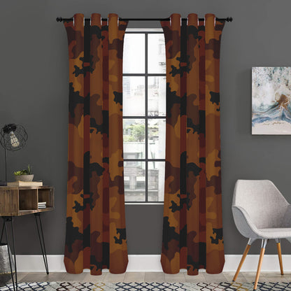 Dark Brown Camouflage Print Curtain