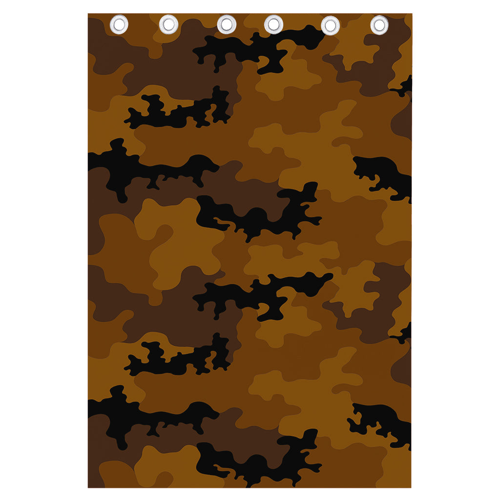 Dark Brown Camouflage Print Curtain