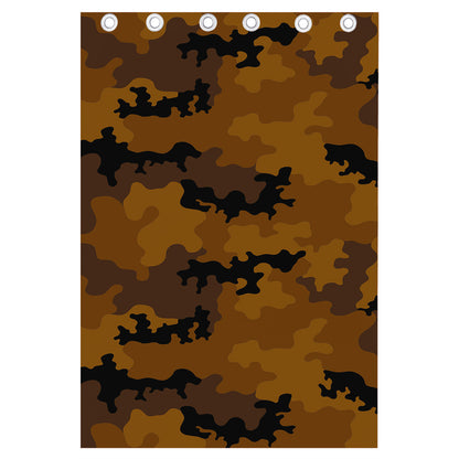 Dark Brown Camouflage Print Curtain