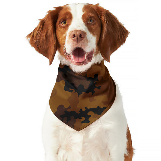 Dark Brown Camouflage Print Dog Bandana
