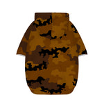 Dark Brown Camouflage Print Dog Zip Up Hoodie
