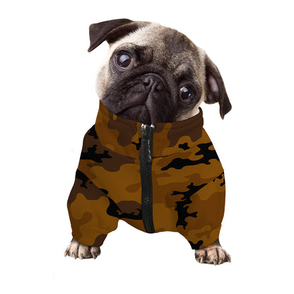 Dark Brown Camouflage Print Dog Zip Up Jacket