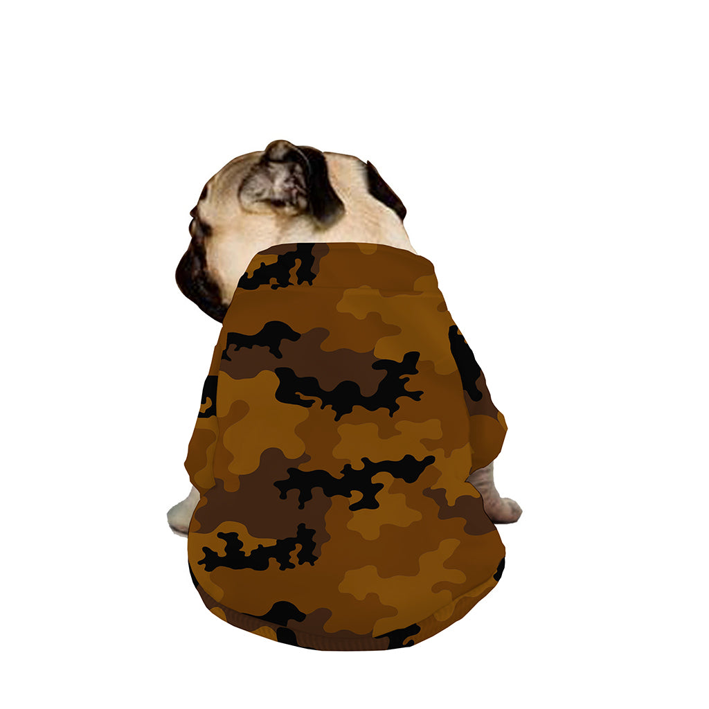 Dark Brown Camouflage Print Dog Zip Up Jacket