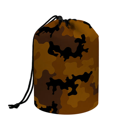 Dark Brown Camouflage Print Drawstring Makeup Bag
