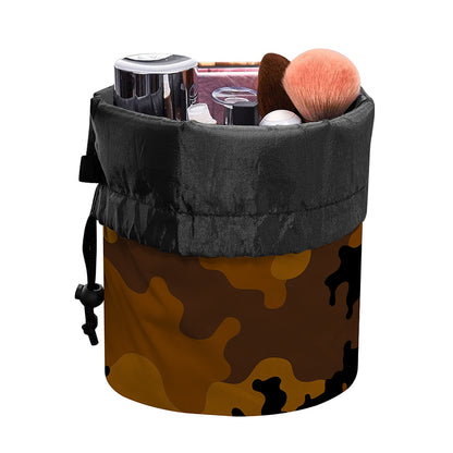 Dark Brown Camouflage Print Drawstring Makeup Bag