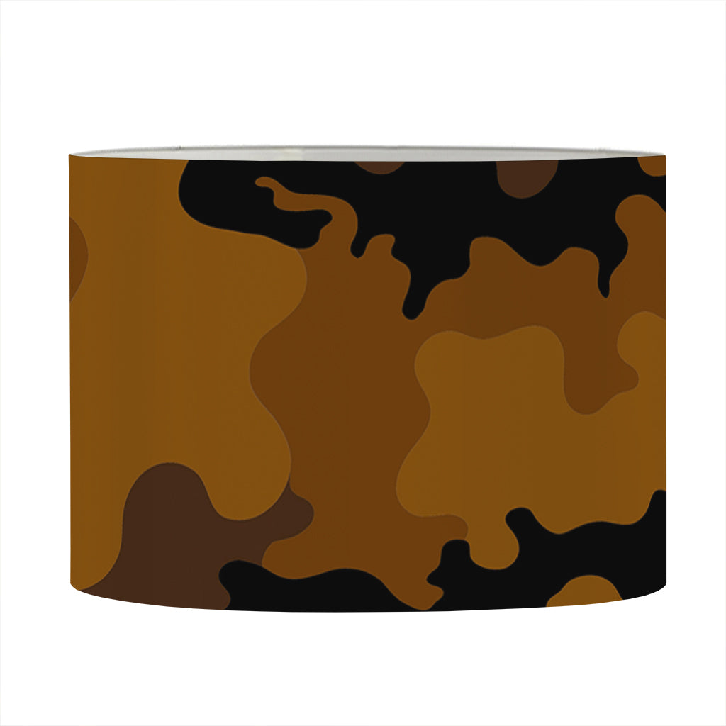 Dark Brown Camouflage Print Drum Lamp Shade