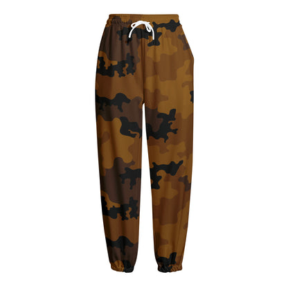Dark Brown Camouflage Print Fleece Lined Knit Pants