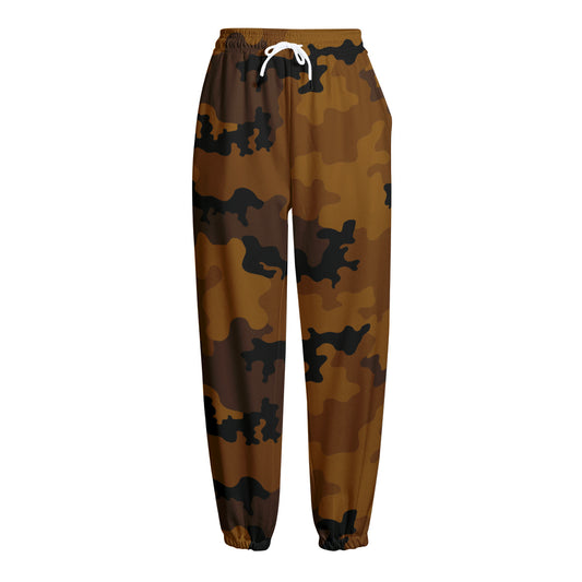 Dark Brown Camouflage Print Fleece Lined Knit Pants