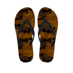 Dark Brown Camouflage Print Flip Flops