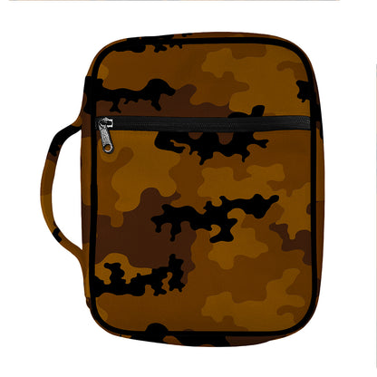 Dark Brown Camouflage Print Front Pocket Bible Bag