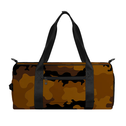 Dark Brown Camouflage Print Gym Bag