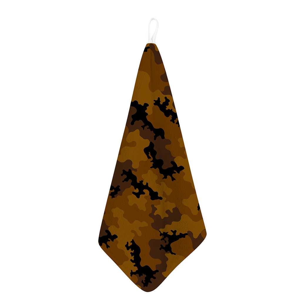 Dark Brown Camouflage Print Hand Towel