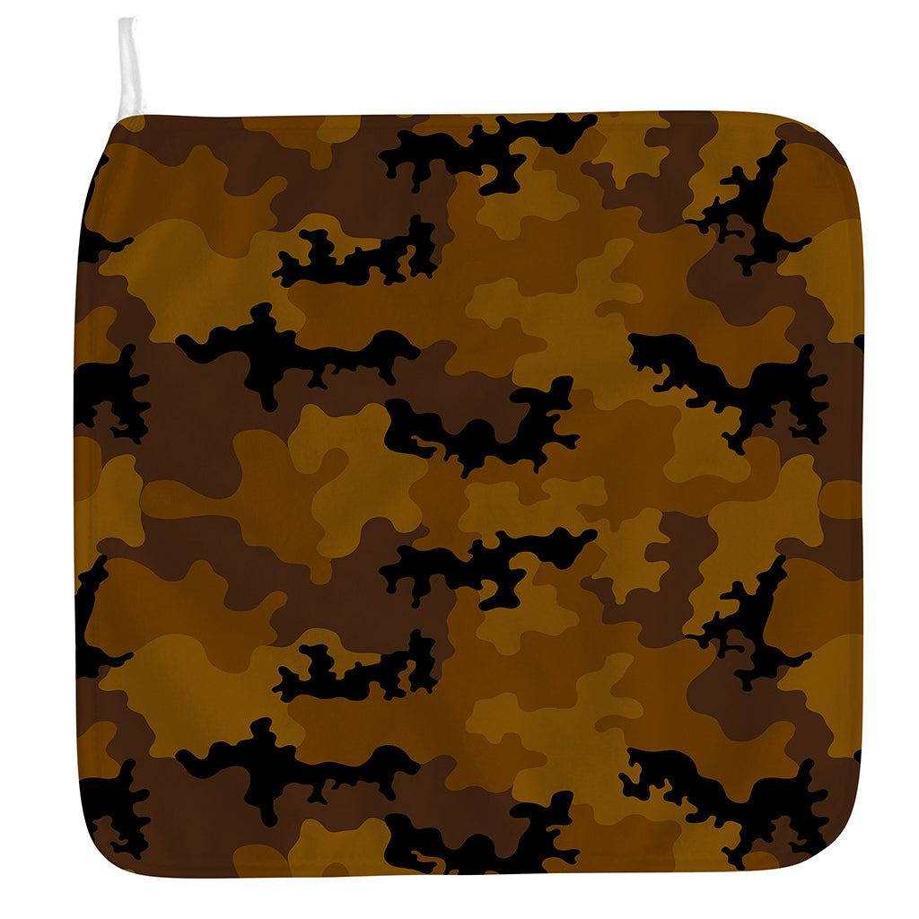 Dark Brown Camouflage Print Hand Towel