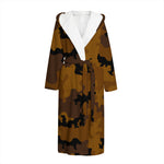 Dark Brown Camouflage Print Hooded Bathrobe