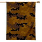 Dark Brown Camouflage Print House Flag