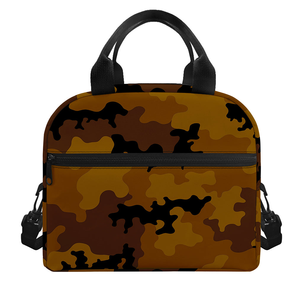 Dark Brown Camouflage Print Insulated Lunch Bag
