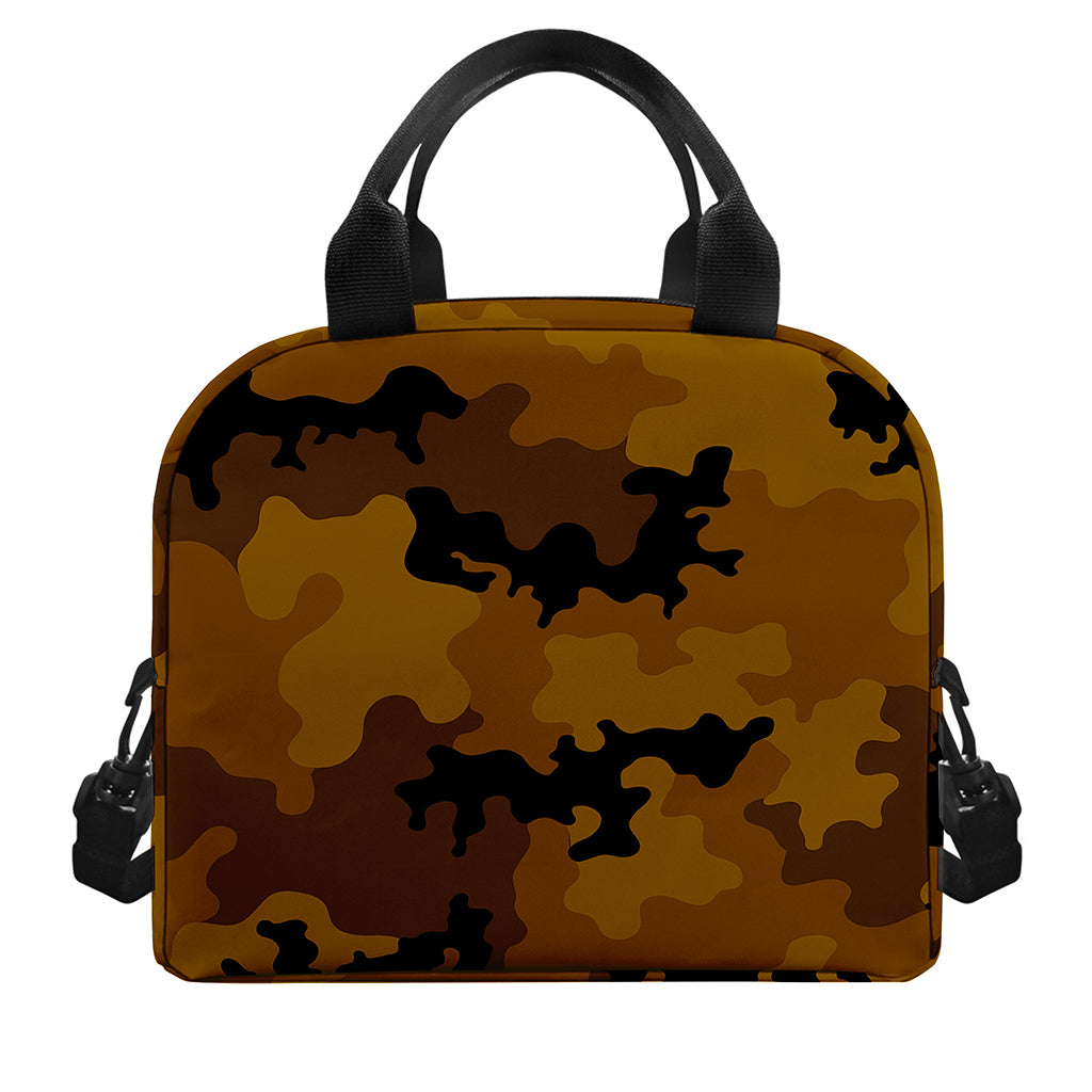 Dark Brown Camouflage Print Insulated Lunch Bag