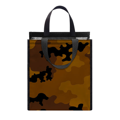 Dark Brown Camouflage Print Insulated Lunch Tote