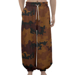 Dark Brown Camouflage Print Lantern Pants
