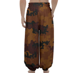 Dark Brown Camouflage Print Lantern Pants