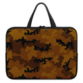 Dark Brown Camouflage Print Laptop Sleeve With Handle