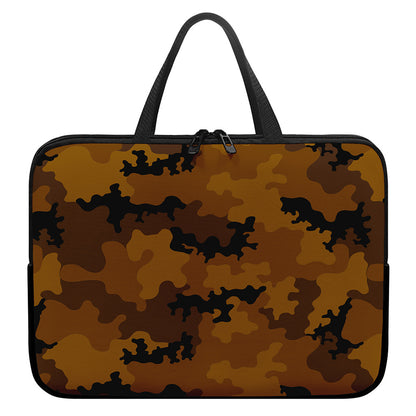 Dark Brown Camouflage Print Laptop Sleeve With Handle