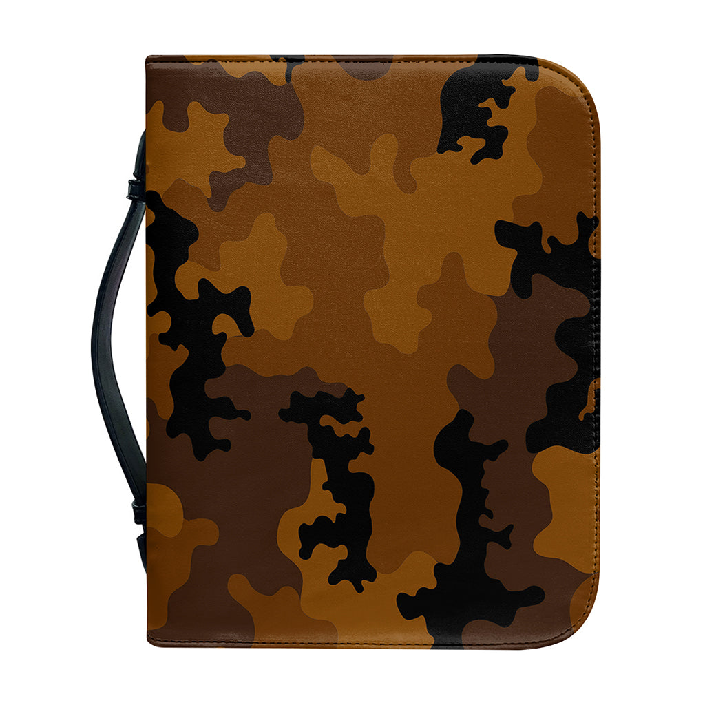 Dark Brown Camouflage Print Leather Bible Cover